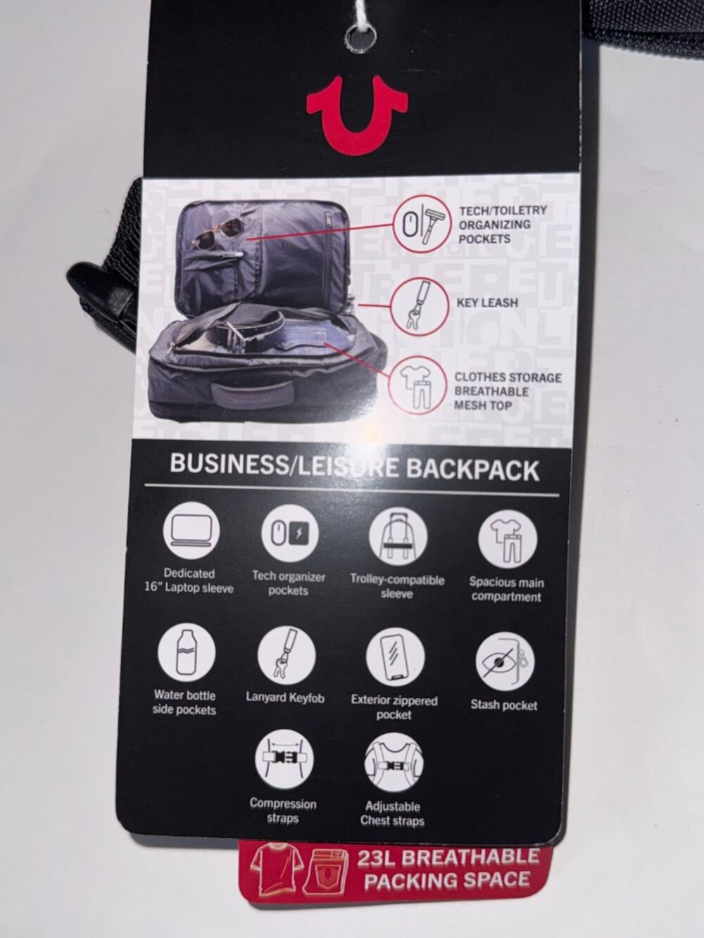 True Religion Will travel backpack in black with a volume of 23 l - Picture 9 of 13